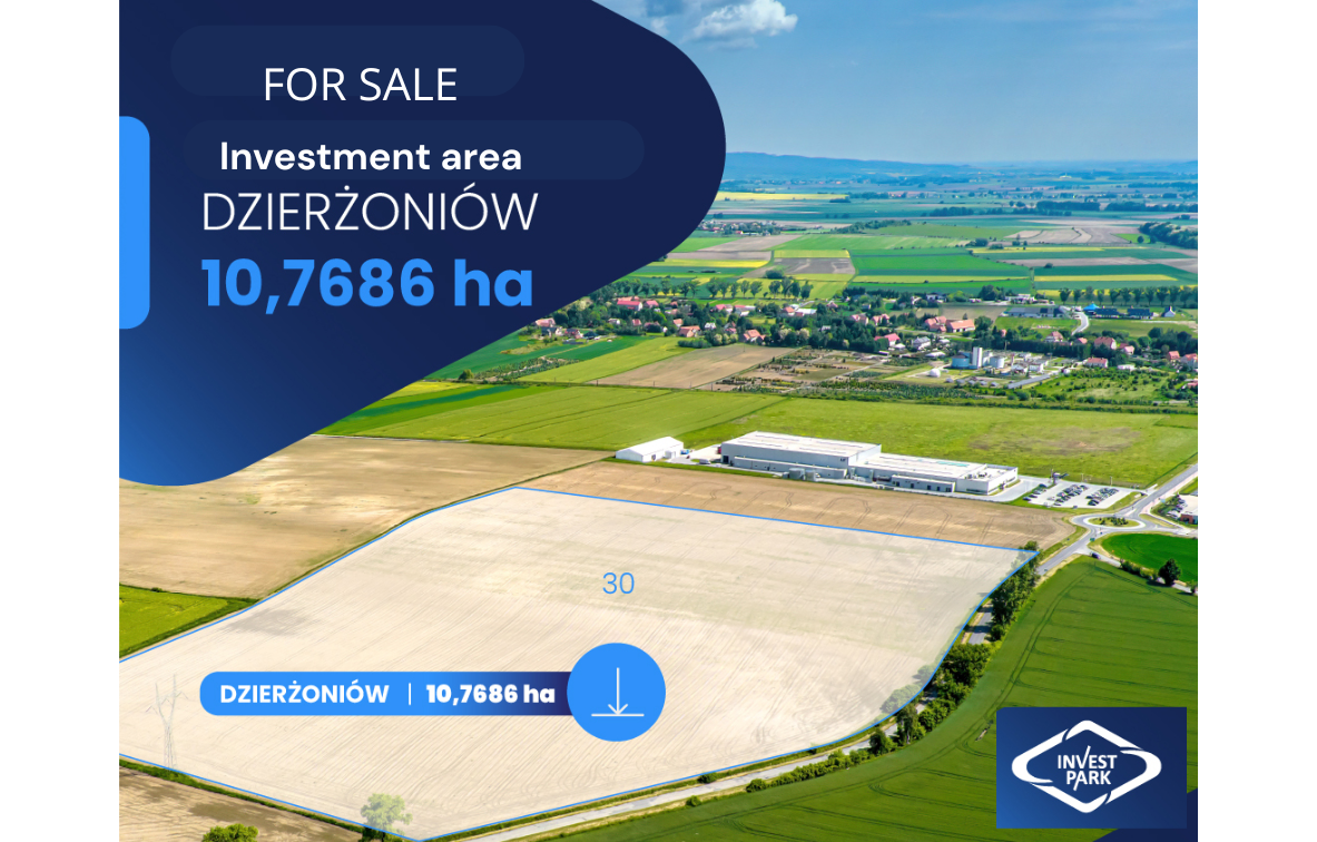 Investment plot for sale in Dzierżoniów. View of the investment area.