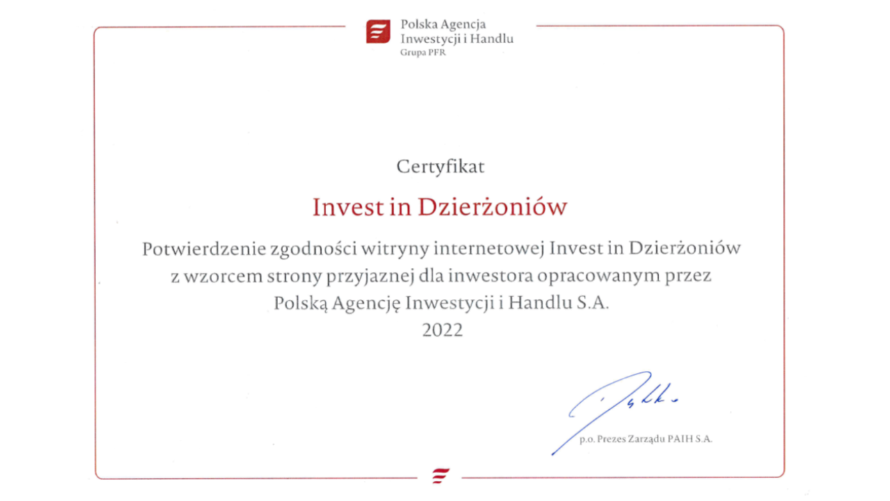 Certyfikat zgodności strony internetowej