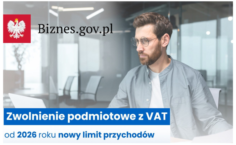 Zwolnienie podmiotowe z Vat. od 2026 roku nowy limit dochodów.