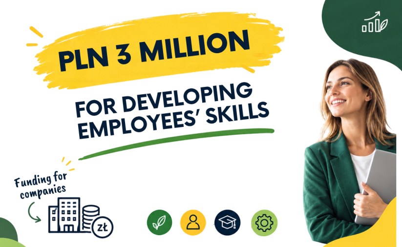 Graphic announcing the call for applications for funding to support employee skills development.