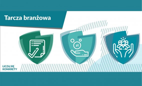 Tarcza branżowa. Trzy tarcze w odcieniach zieleni na białym tle. W lewym dolnym rogu napis Liczą się konkrety