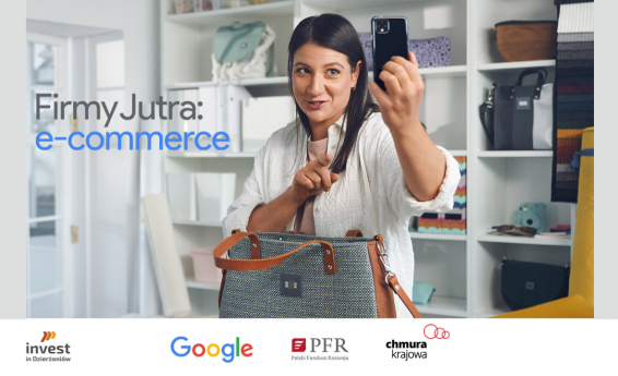 E-commerce companies of tomorrow. In the background, a woman taking a photo with her phone.