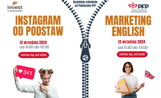 Szkolenia PFP: Instagram od podstaw oraz marketing english. Termin 13 go września 202