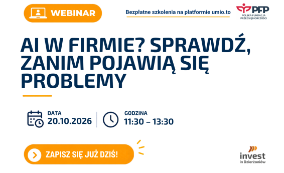 Grafika dekoracyjna informująca o webinarze AI w firmie? Sprawdź, zanim pojawią się problemy
