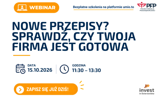 Grafika informująca o webinarze Nowe przepisy? Sprawdź, czy Twoja firma jest gotowa.