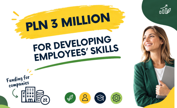 Graphic announcing the call for applications for funding to support employee skills development.